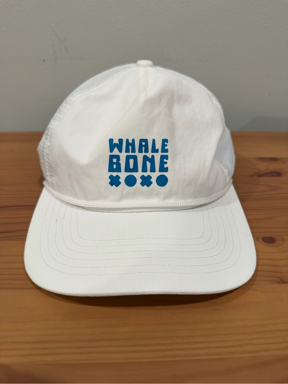 Whalebone Unisex Nylon White Hat with Rope and Turquoise Logo